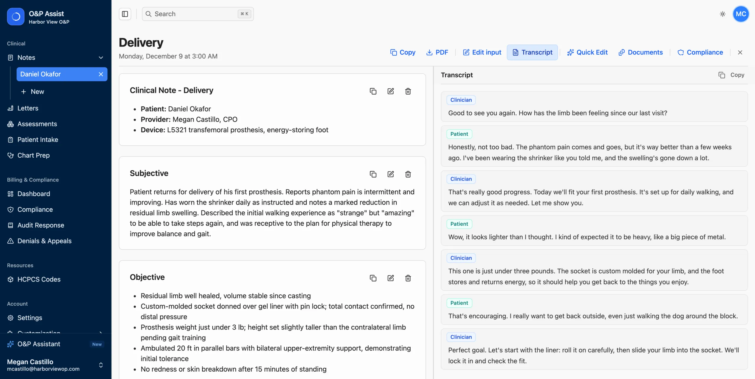 O&P Assist Documentation Interface